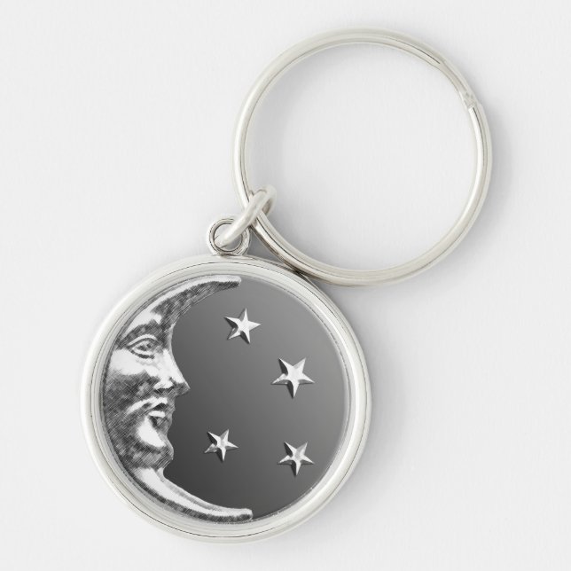 Llavero Luna y estrellas - gris/gris y plata del art déco (Frente)