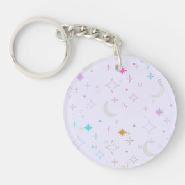 Llavero Luna y Estrellas Minimalista Lavanda