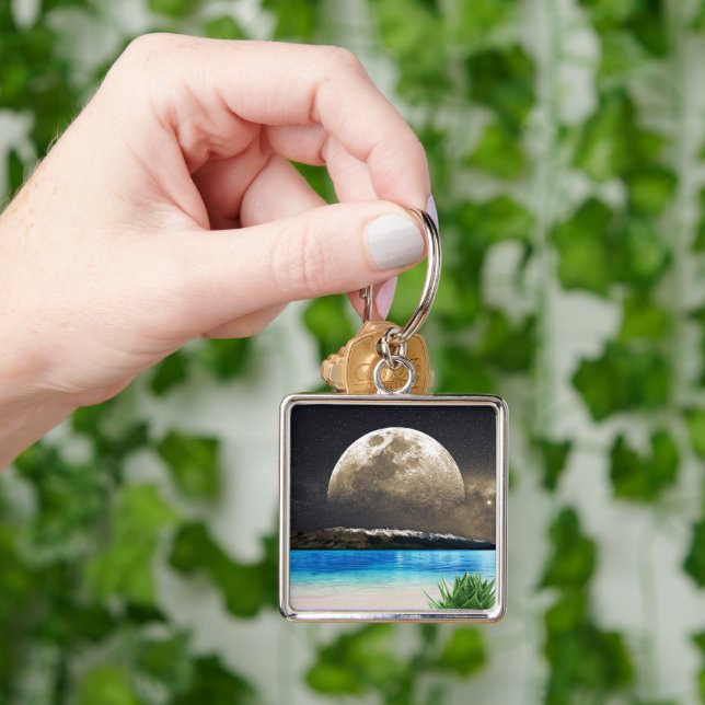 Llavero Luna Y Playa (Mano)