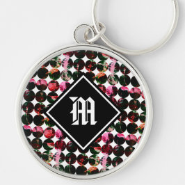 Llavero Lunares grunge Negro Rojo Blanco Abstracto.