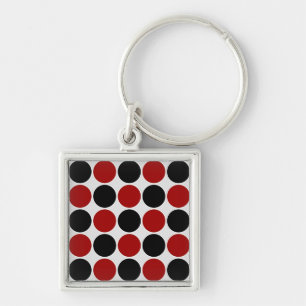 Llavero Lunares retros en rojo y negro