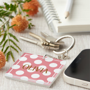 Llavero Lunares rosados modernos