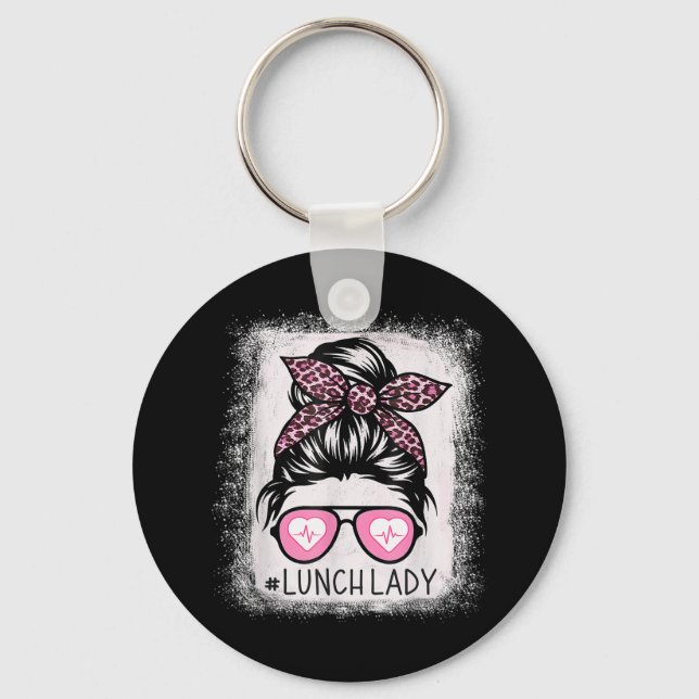 Llavero Lunch Lady Life Camisetas blanqueados Pink Leopard (Anverso)