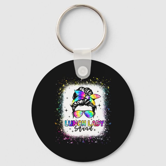 Llavero Lunch Lady Squad Messy Bun Chica de vuelta a (Anverso)