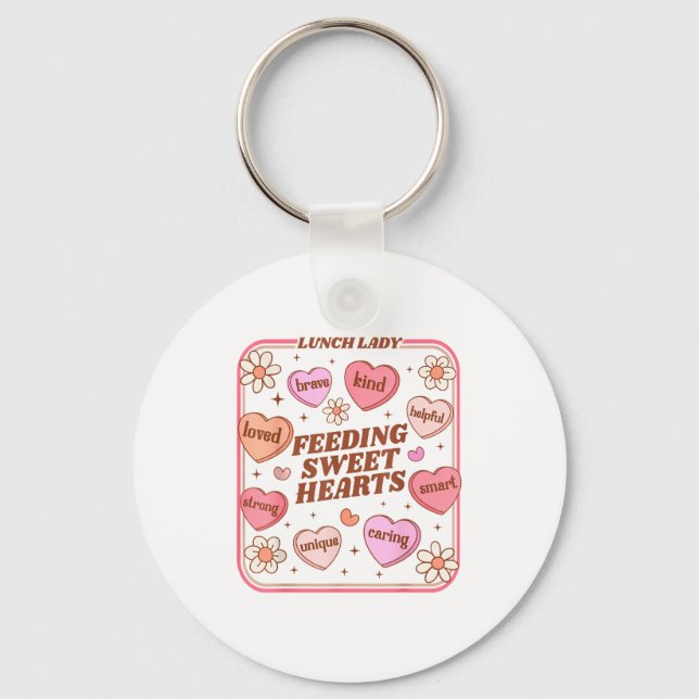 Llavero Lunch Lady Valentines Day Retro Cute Cafeteria Swe (Anverso)