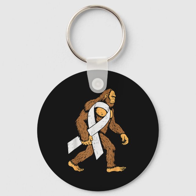 Llavero Lung Cancer Awareness Bigfoot White Ribbon Suprt M (Anverso)
