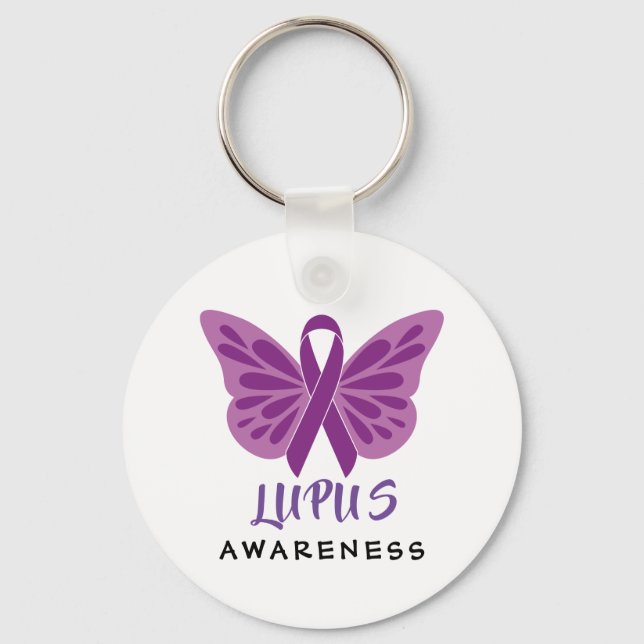 Llavero Lupus Awareness Purple Ribbon Butfly (Anverso)