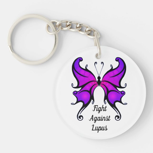 Llavero Lupus Purple Butterfly TU IMAGEN Photo Keychain (Frente)