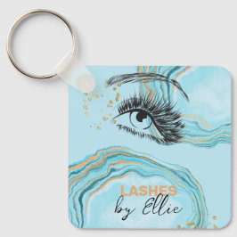 Llavero Luxurious Teal Gold Marble Lash Extension Qr Code