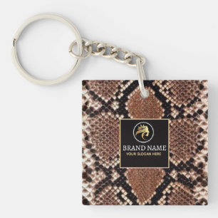 Llavero Luxury Beauty Salon Brand Brown Snake Skin