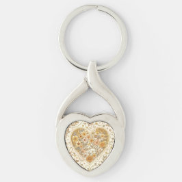 Llavero Luxury, , Beigi Gold ,Love Heart , Valentine's Day