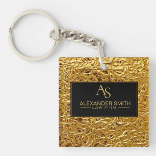 Llavero Luxury Crumpled Gold Foil Texture Elegant Metallic