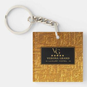 Llavero Luxury Gold Foil Five Star Hotel Branding Elegant 