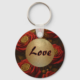 Llavero Luxury Steampunk Roses Romantic Gold Gears