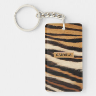 Llavero Luxury Tiger Skin Faux Fur Wild Animal Stripe