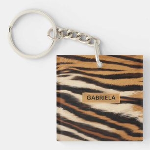 Llavero Luxury Tiger Skin Faux Fur Wild Animal Stripe