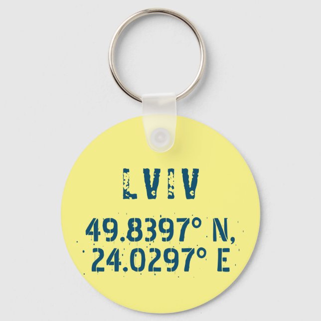 Llavero Lviv Ucrania Latitud y longitud angustiada (Anverso)
