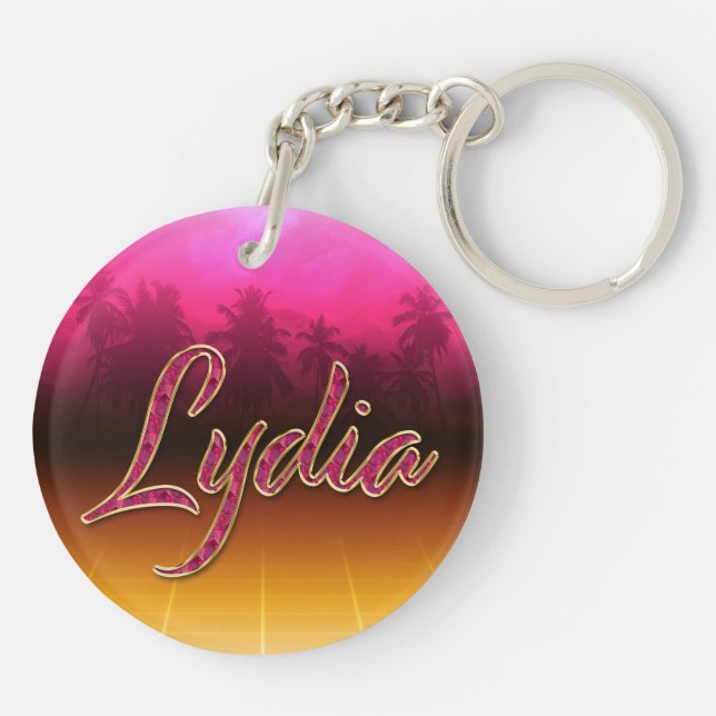 Llavero Lydia Vorname Name golden pink Schlüsselanhänger (Atrás)