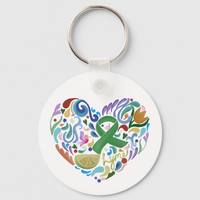 Llavero Lyme, Conciencia, Apoyo, Cinta Verde, Cima (Anverso)
