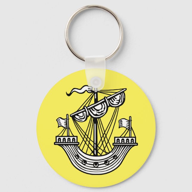 Llavero Lymphad (Barco heráldico) - Black Tote Bag Button  (Anverso)