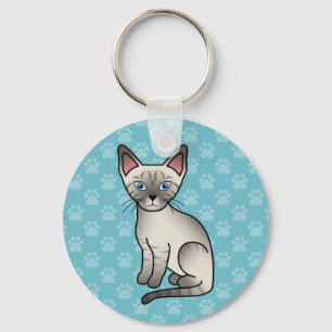 Llavero Lynx Point Siamese Cat Cute Personalizado Ilustrac