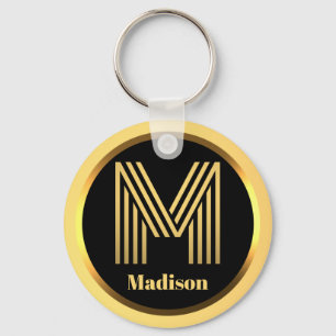 Llavero M Carta monogramada de oro personalizada