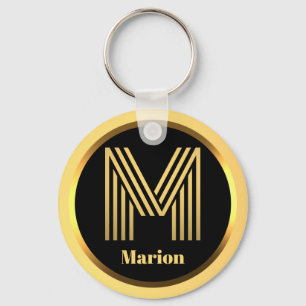 Llavero M Carta monogramada de oro personalizada