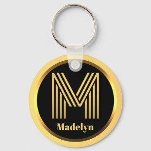 Llavero M Letra Gold Monogramada Keychain Personalizada