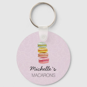 Llavero Macarons Franceses Acuarela Pintado a Mano