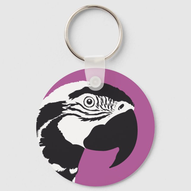 LLAVERO MACAW PARROT NEGRO Y BLANCO (Anverso)