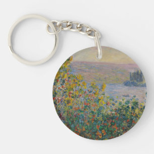 Llavero Macizos de flores en Vétheuil, paisaje impresionis
