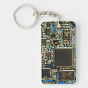 Llavero Macro Placa de Circuito Azul   Foto de PCB