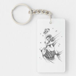 Llavero Mädchen auf einem Fischrücken