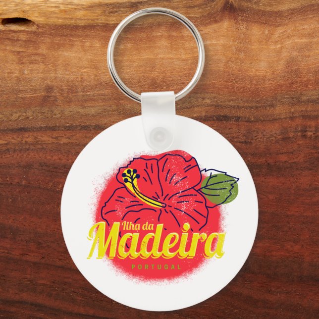 Llavero Madeira Hibiscus Flower Island Portugal Souvenir (Anverso)