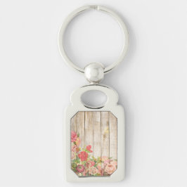 Llavero Madera de Rosas Rústicos Vintage