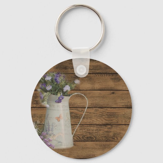 Llavero madera rústica de granero de lavanda del campo occ (Anverso)