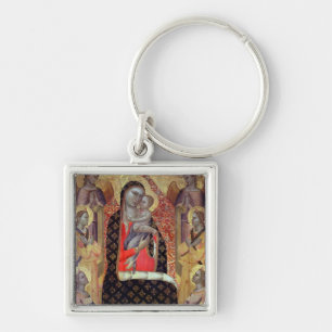 Llavero Madonna y niño enthroned con seis ángeles (el
