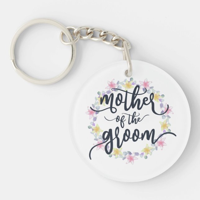 Llavero Madre de la caligrafía del Boda Groom | Keychain (Frente)