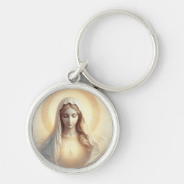 Llavero Madre María En Tonos Blancos Suaves