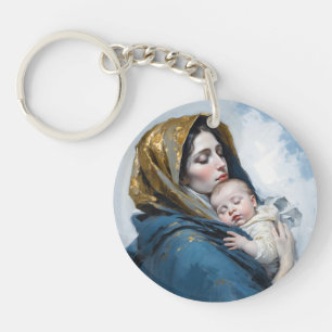 Llavero Madre María y Niño Jesús