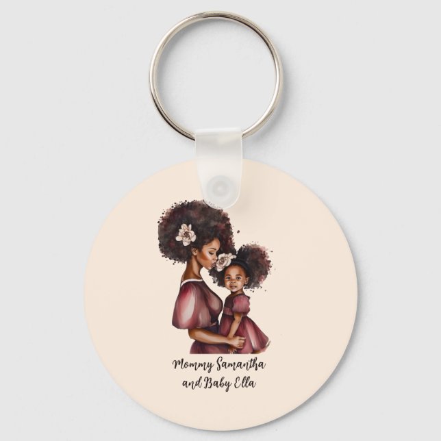 Llavero Madre negra y hija personalizadas (2) (Anverso)