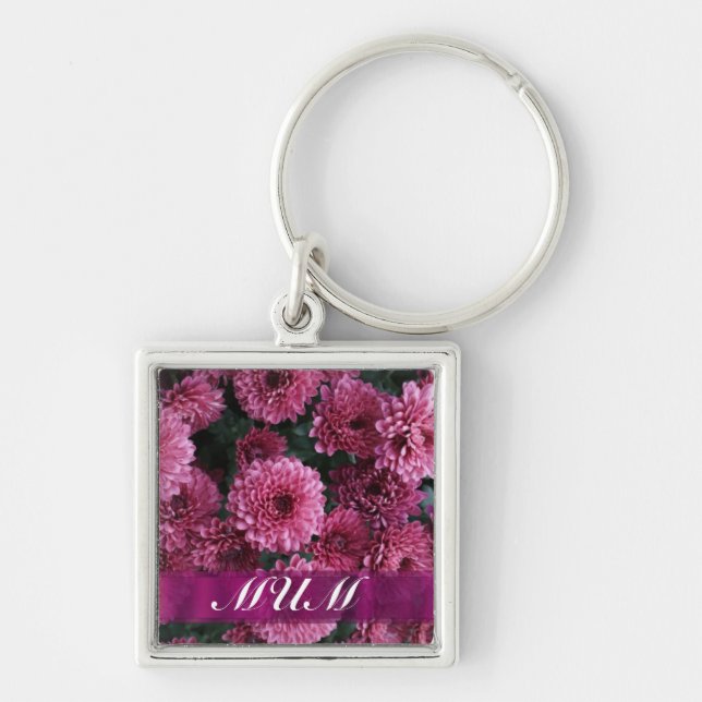 Llavero Madre personalizada de flor rosa (Frente)