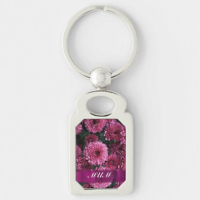 Llavero Madre personalizada de flor rosa (Anverso)