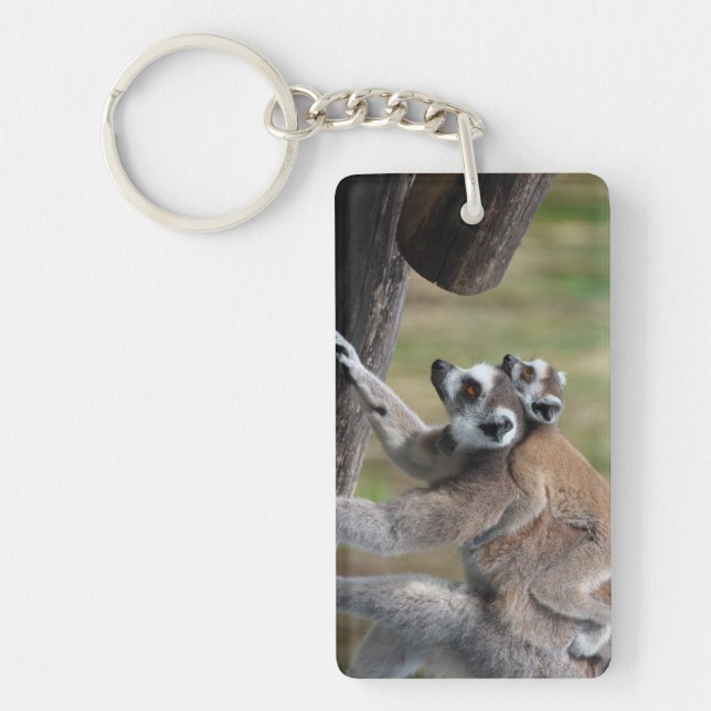 Llavero Madre Y Bebé De Lemur De Canto (Frente)