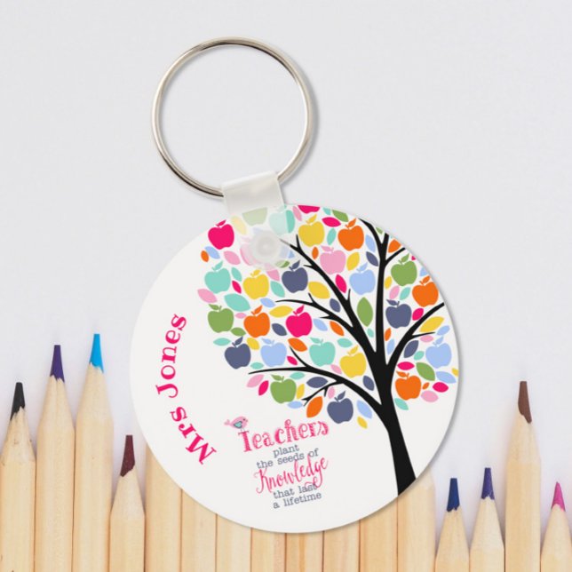 Llavero Maestra Colorful apple Tree gracias regalo (Subido por el creador)
