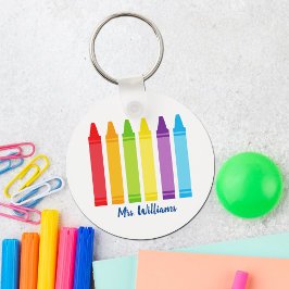 Llavero Maestra Cute Crayon Elemental Personalizada