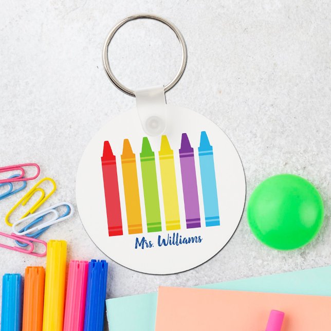 Llavero Maestra Cute Crayon Elemental Personalizada (Subido por el creador)
