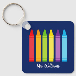 Llavero Maestra Cute Crayon Elemental Personalizada