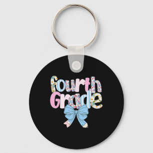 Llavero Maestra de cuarto grado Preppy azul floral coqueta