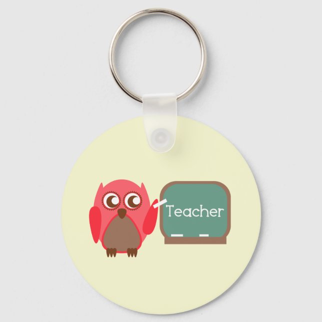 Llavero Maestra De Lechuza Roja En Chalkboard (Anverso)